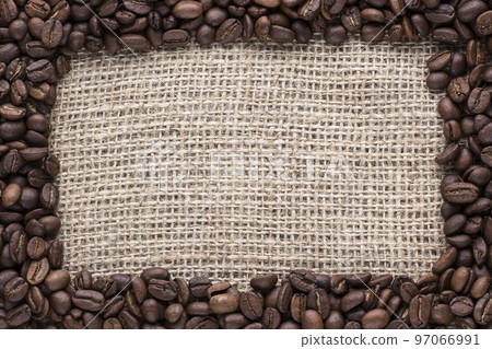 coffee beans on linen canvas coffee beans on linen canvas 97066991