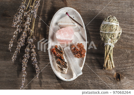 Incense Holder Tray with Mineral Crystal Stones 97068264