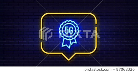 Neon light speech bubble. 5g technology line icon. Wireless internet sign. Mobile wifi connection symbol. Neon light background. 5g technology glow line. Brick wall banner. Vector Neon light speech bubble. 5g technology line icon. Wireless internet sign. Mobile wifi connection symbol. Neon light background. 5g technology glow line. Brick wall banner. Vector 97068326