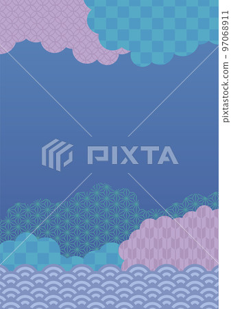Blue Japanese pattern background 97068911