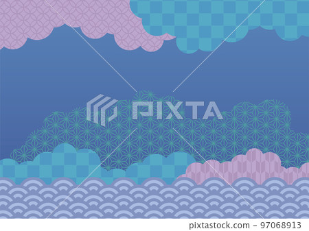Blue Japanese pattern background 97068913