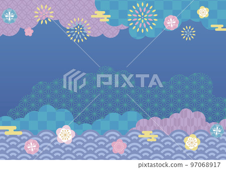 藍色日本圖案背景 藍色日本圖案背景 97068917
