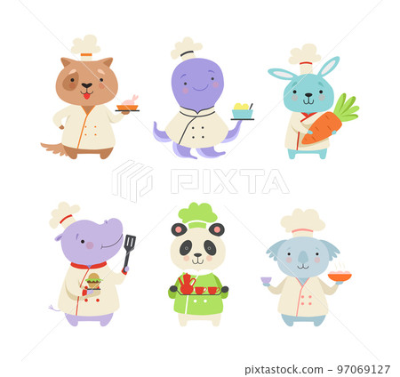 Cute Animals in Chef Uniform Cooking Delicious Dishes Vector Set Cute Animals in Chef Uniform Cooking Delicious Dishes Vector Set 97069127