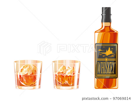 Illustration set of whiskey and rock glass 97069814