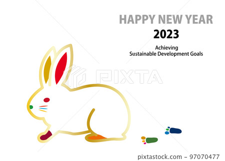 SDGs image rabbit icon New Year's card 2023 (horizontal) 97070477
