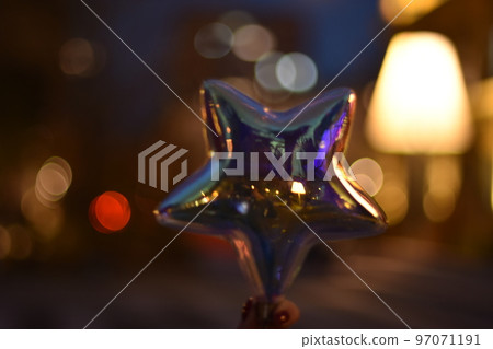 Christmas bauble star decoration. Christmas greeting card concept . Christmas bauble star decoration. Christmas greeting card concept . 97071191