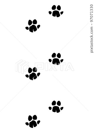 Animals feet track. Hippopotamus or hippo black paw, walking feet silhouette or footprints. Trace step imprints isolated on white. Walking tracks paws illustration 97071330