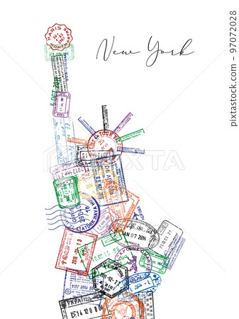 Statue of liberty passport stamps poster Statue of liberty passport stamps poster 97072028