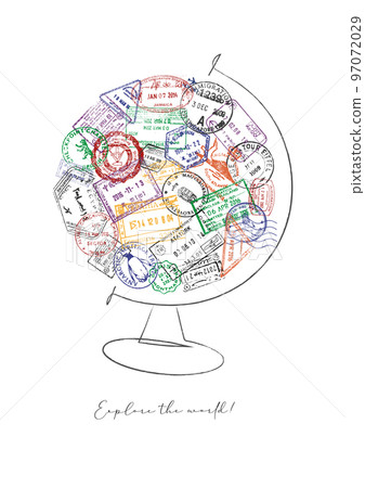 Globe passport stamps poster Globe passport stamps poster 97072029