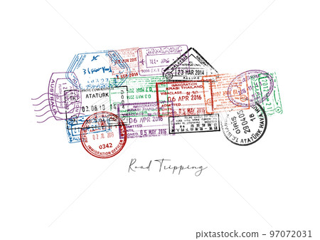 Car passport stamps poster 97072031