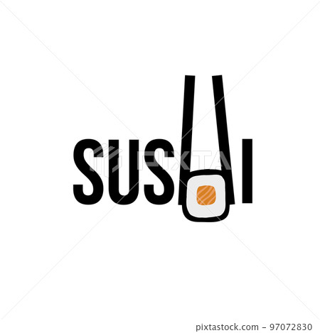 Sushi logo illustration of with text and sushi 97072830