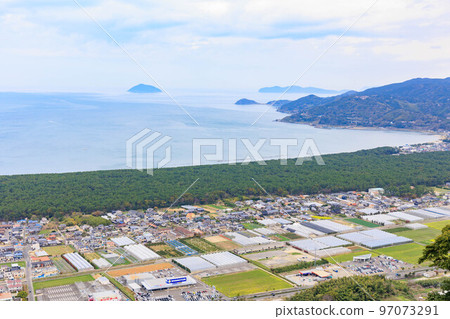 Niji-no-Matsubara and Karatsu Bay seen from Mt. Kagami Observatory "Saga Prefecture" Niji-no-Matsubara and Karatsu Bay seen from Mt. Kagami Observatory "Saga Prefecture" 97073291