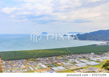 Niji-no-Matsubara and Karatsu Bay seen from Mt. Kagami Observatory "Saga Prefecture" Niji-no-Matsubara and Karatsu Bay seen from Mt. Kagami Observatory "Saga Prefecture" 97073294