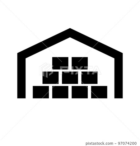 Warehouse and cargo silhouette icon. Logistic warehouse. Storage. vector. 97074200