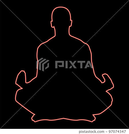 Vetor de Contour of man in yoga pose on the colour background