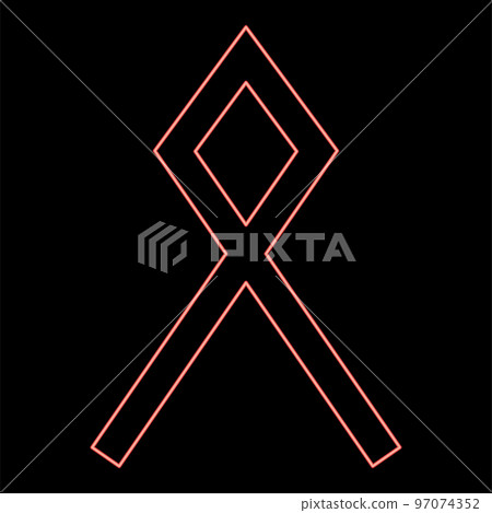 Neon odal Othil rune Othala symbol estate heritage sign red color vector illustration image flat style 97074352
