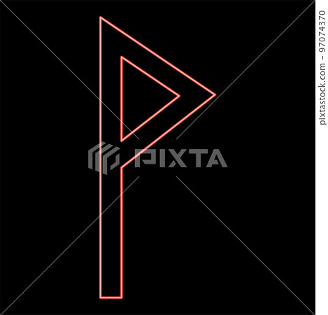 Neon vuno rune Wunjo symbol W win vane joy red color vector illustration image flat style 97074370