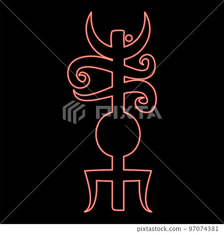 Neon name Odin rune Rune hide the name of Odin galdrastav red color vector illustration image flat style Neon name Odin rune Rune hide the name of Odin galdrastav red color vector illustration image flat style 97074381