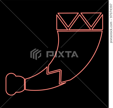 Neon horn viking red color vector illustration image flat style 97074397