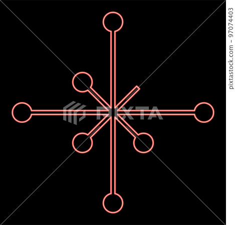 Neon helm of awe aegishjalmur or egishjalmur galdrastav red color vector illustration image flat style Neon helm of awe aegishjalmur or egishjalmur galdrastav red color vector illustration image flat style 97074403
