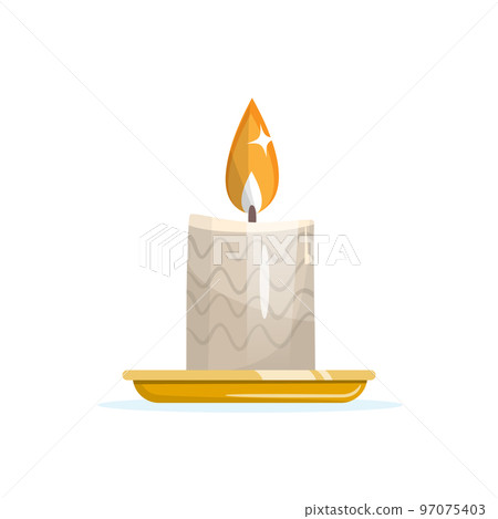 Candle with flame over a golden tray. Hope and faith concept 97075403