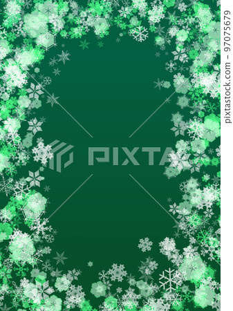 雪花框素材,深綠色漸變,波光粼粼的雪花,A4豎版 雪花框素材,深綠色漸變,波光粼粼的雪花,A4豎版 97075679