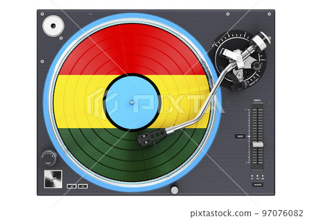 Phonograph Turntable with Bolivian flag, 3D rendering 97076082