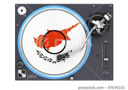 Phonograph Turntable with Cypriot flag, 3D rendering 97076101