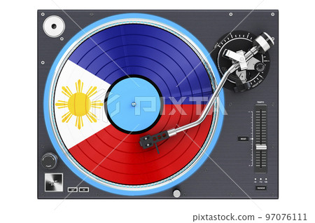 Phonograph Turntable with Filipino flag, 3D rendering Phonograph Turntable with Filipino flag, 3D rendering 97076111