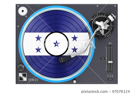 Phonograph Turntable with Honduranian flag, 3D rendering 97076124