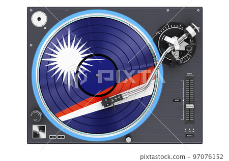 Phonograph Turntable with Marshallese flag, 3D rendering 97076152