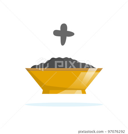 Golden bowl with ashes for ash wednesday. Lent season concept 97076292