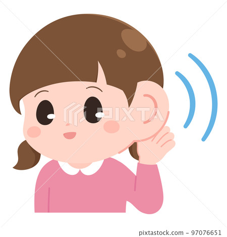 Illustration of a girl who can hear well 97076651