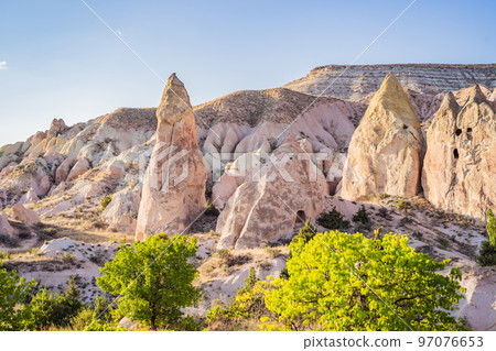 Meskendir Valley, Pink Valley. Cappadocia Turkey. Travel to Turkey concept Meskendir Valley, Pink Valley. Cappadocia Turkey. Travel to Turkey concept 97076653