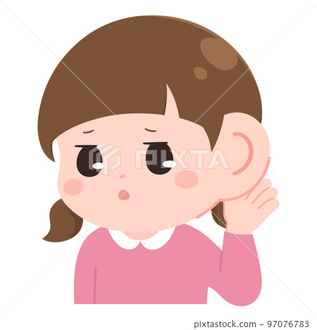 一個女孩傾聽的插圖 一個女孩傾聽的插圖 97076783