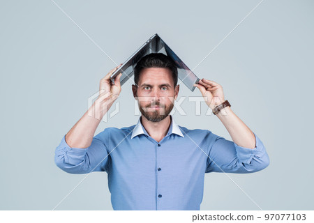 a lot of work. freelancer office worker. mature bearded businessman with laptop. a lot of work. freelancer office worker. mature bearded businessman with laptop. 97077103