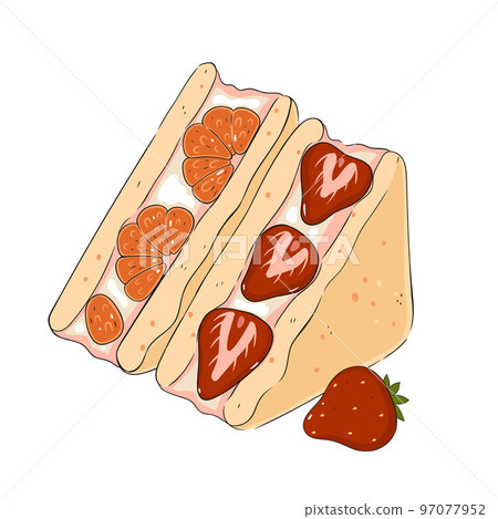 Japanese fruit sandwiches isolated on white background. Vector graphics. Japanese fruit sandwiches isolated on white background. Vector graphics. 97077952