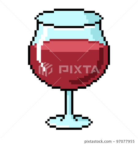 Pixel illustration of a glass of red wine 97077955