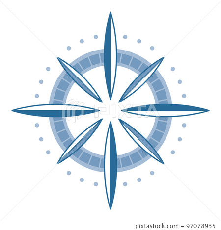 Wind rose compass. Navigation device with indication of the cardinal directions. Sign of vector nautical compass 97078935