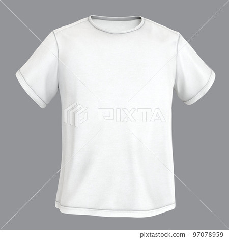plain t-shirt mockup blank design white shirt on gray background 3D illustration 97078959