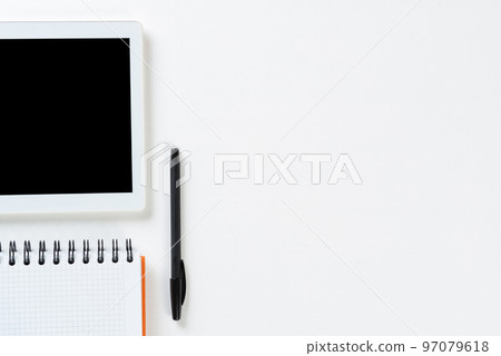 Top view of modern technology working place Top view of modern technology working place 97079618