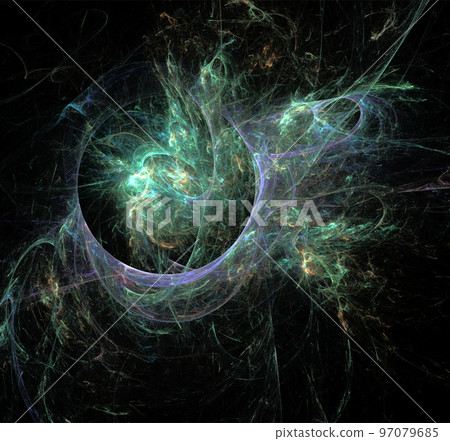 illustration of a green space planet star system, color graphics, background illustration of a green space planet star system, color graphics, background 97079685