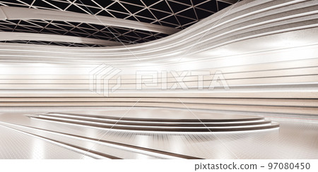 Exhibit hall designed interior in illumination 97080450