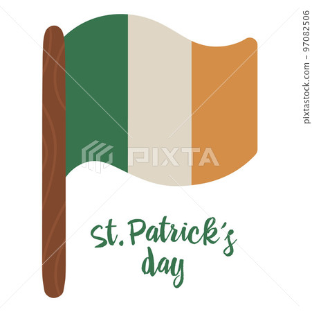 Vector flat funny Flag of Ireland. Cute St. Patrick Day illustration. National Irish holiday icon isolated on white background. Vector flat funny Flag of Ireland. Cute St. Patrick Day illustration. National Irish holiday icon isolated on white background. 97082506