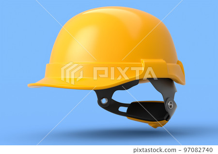 Yellow safety helmet or hard cap isolated on blue background 97082740