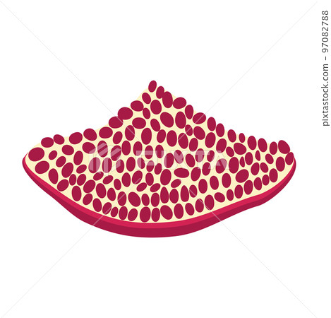 Pomegranate whole and pieces, cut with seeds. Stylized juicy fruit Pomegranate whole and pieces, cut with seeds. Stylized juicy fruit 97082788