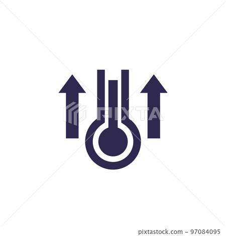 Rising temperature icon on white Rising temperature icon on white 97084095
