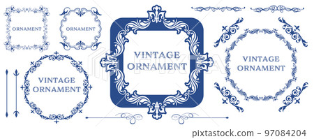 Graphic material: set of oriental pattern, arabesque pattern, antique, decorative ruled vintage frame Graphic material: set of oriental pattern, arabesque pattern, antique, decorative ruled vintage frame 97084204