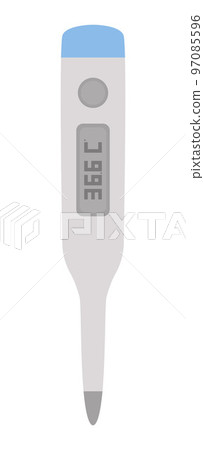 Vector flat thermometer icon. Medical equipment picture isolated on white background. Healthcare, research and laboratory concept. Health check or treatment clip art 97085596