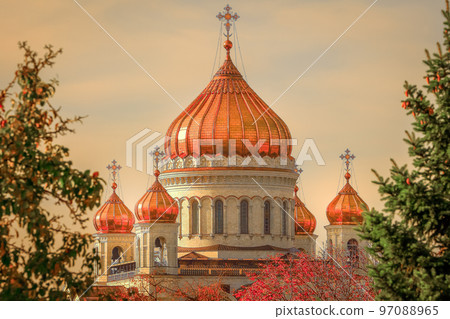 Cathedral of Christ the Saviour in Moscow at sunset, Russia Cathedral of Christ the Saviour in Moscow at sunset, Russia 97088965